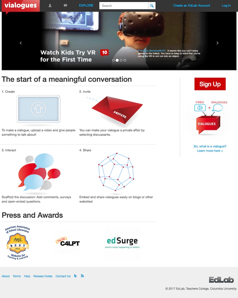 Vialogues old landing page